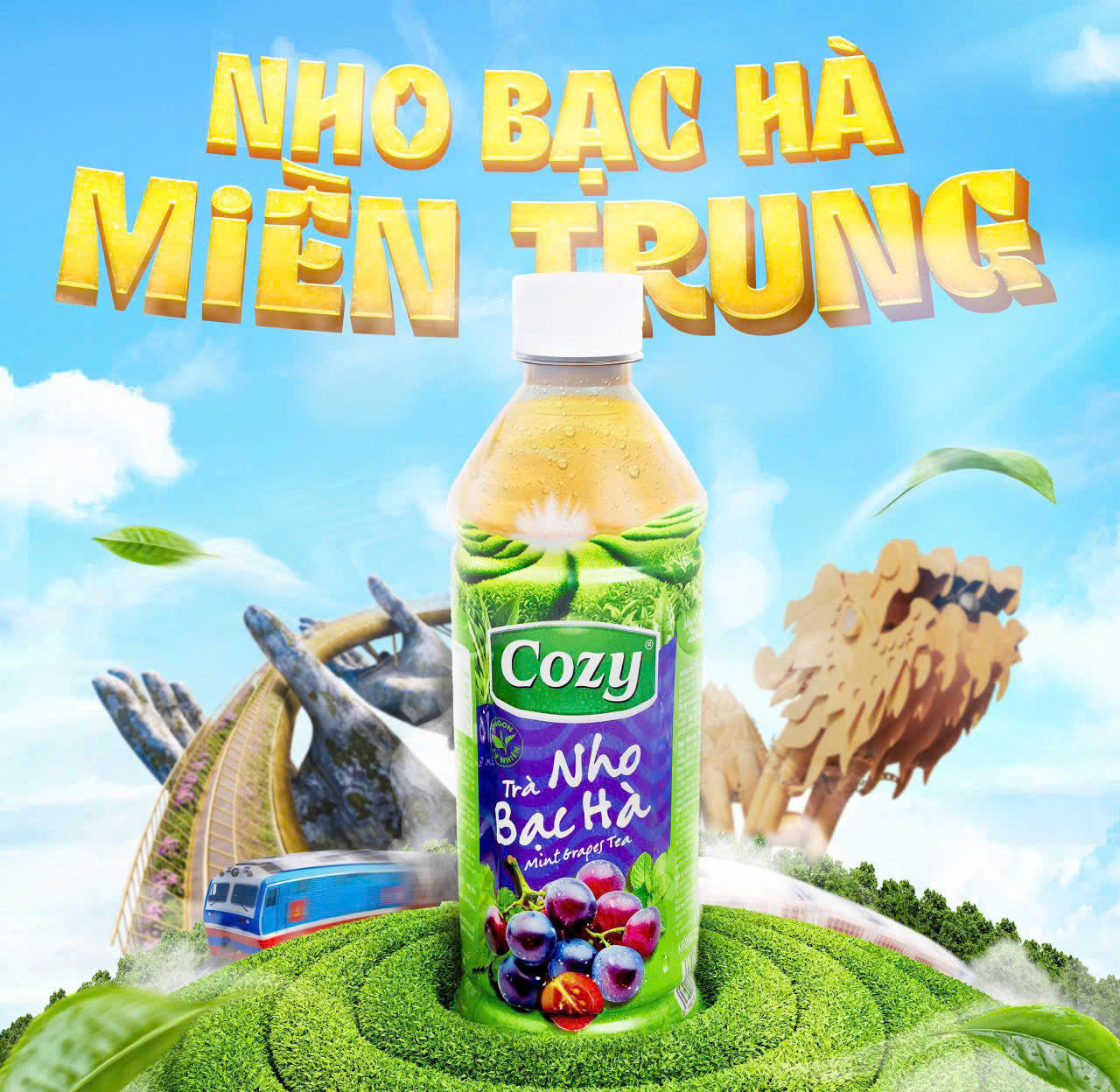 Trà COZY nho bạc hà chai 455ml - Thùng 24 chai x 455ml