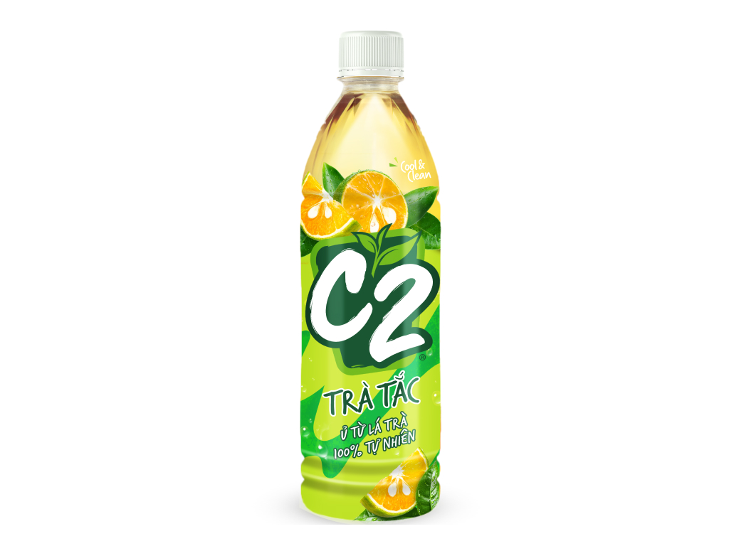 Trà C2 hương tắc chai 455ml