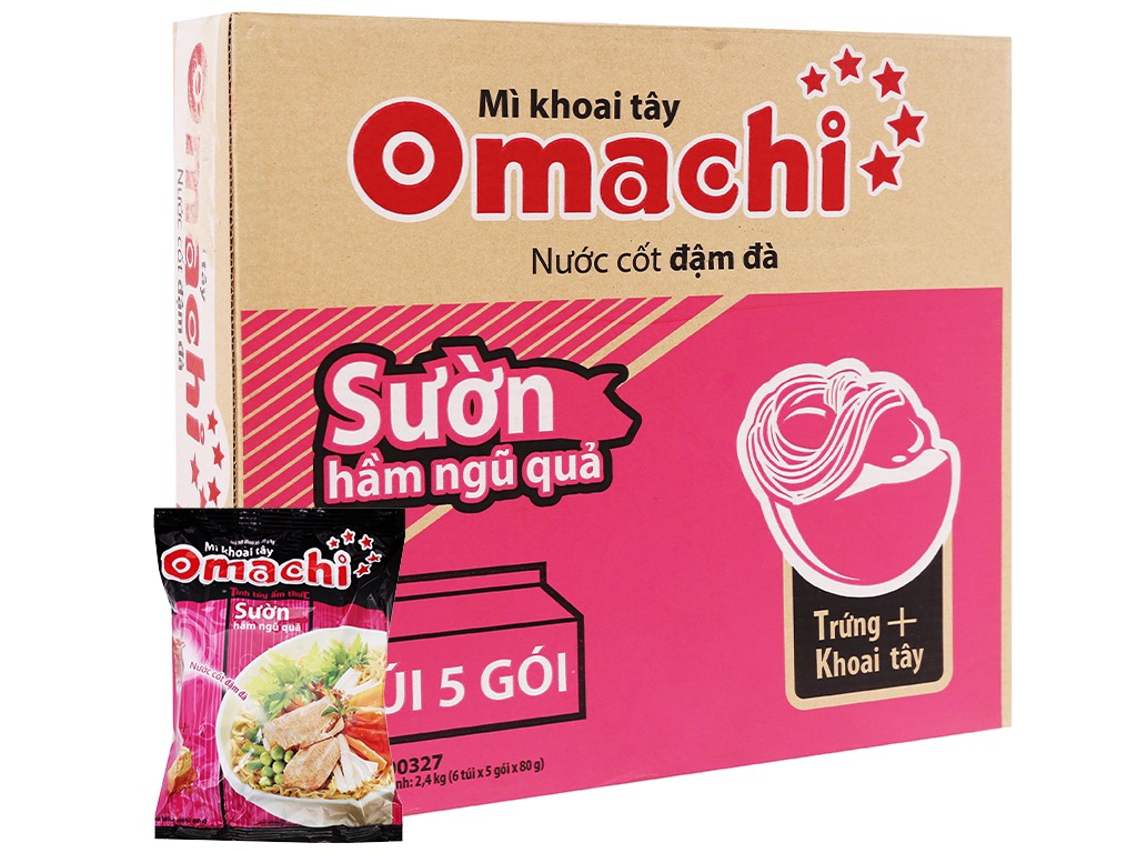 Mì Omachi Sườn Hầm Ngũ Quả - Thùng 30 Gói X 80g