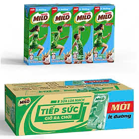 Milo ít đường - Thùng 48 hộp x 180ml